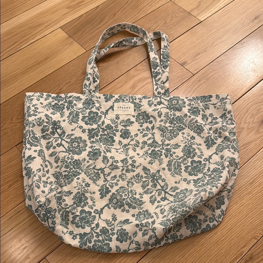 Sezane Floral Canvas Tote Bag